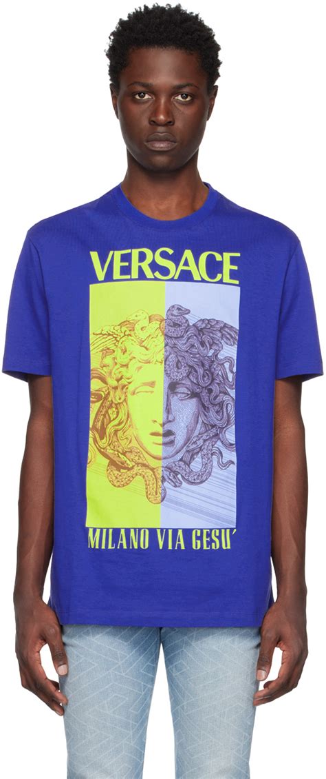 t shirt versace bleu|authentic Versace shirts.